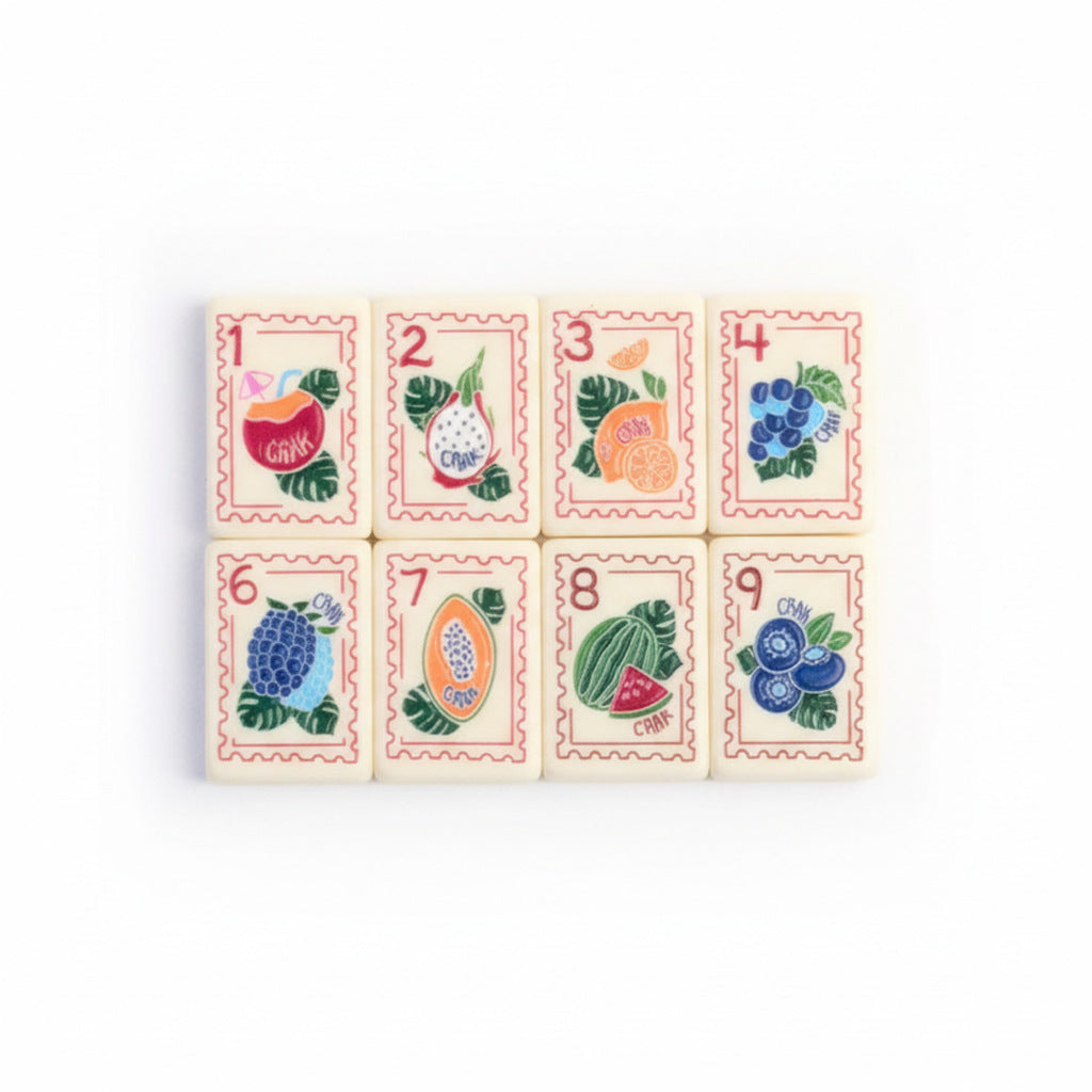 The Coastal Vacation American Mahjong Tile Set | Luxury Cream Acrylic Tiles with Watercolor Tropical Fruit & Beach Resort Art (160 Tiles)