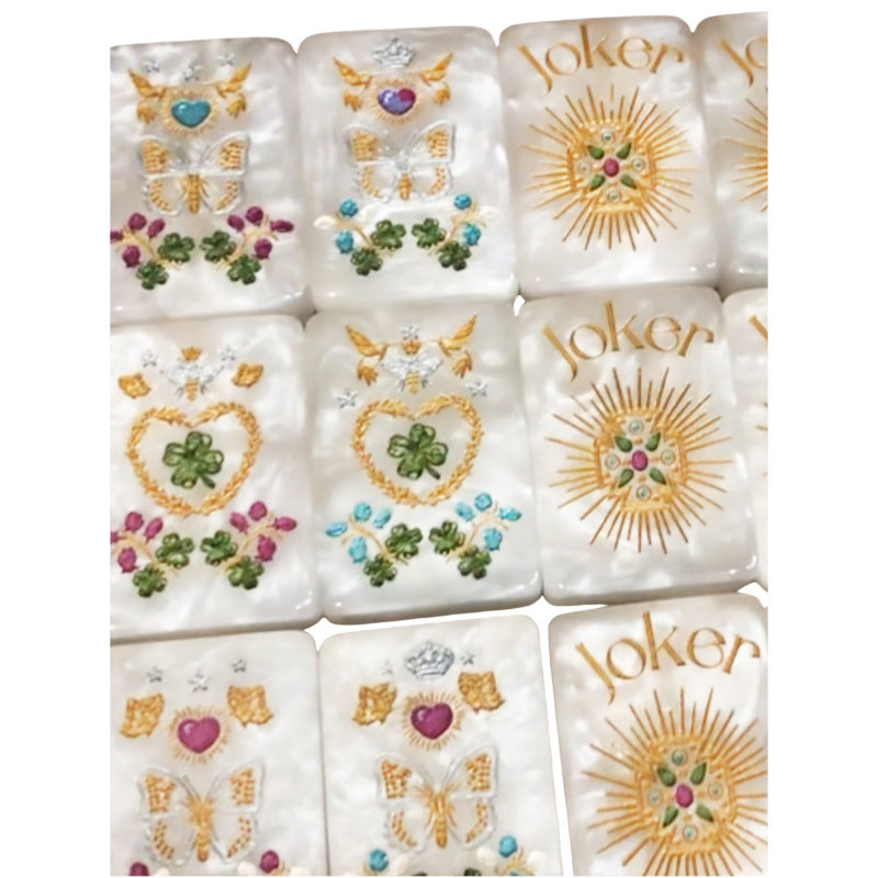 Royal Jewels American Mahjong Set - Luxury Mother of Pearl Pearlized Tiles, 160-Tile Complete Kit