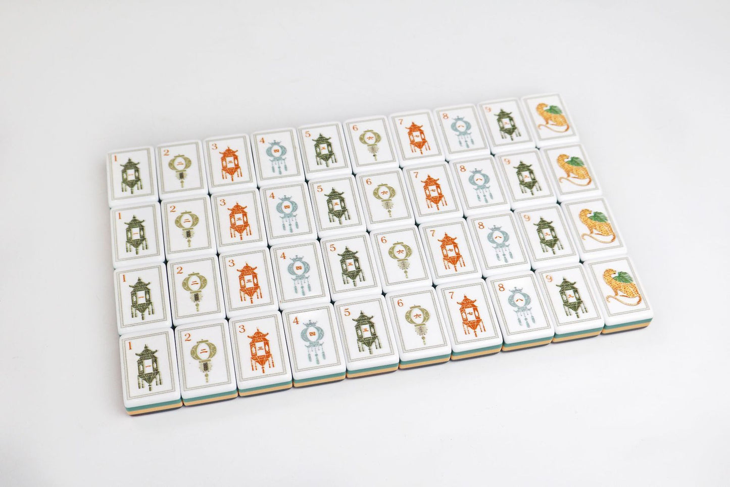 Botanical Chinoiserie American Mahjong Set - Tortoiseshell Style Backs, 160-Tile Complete Kit