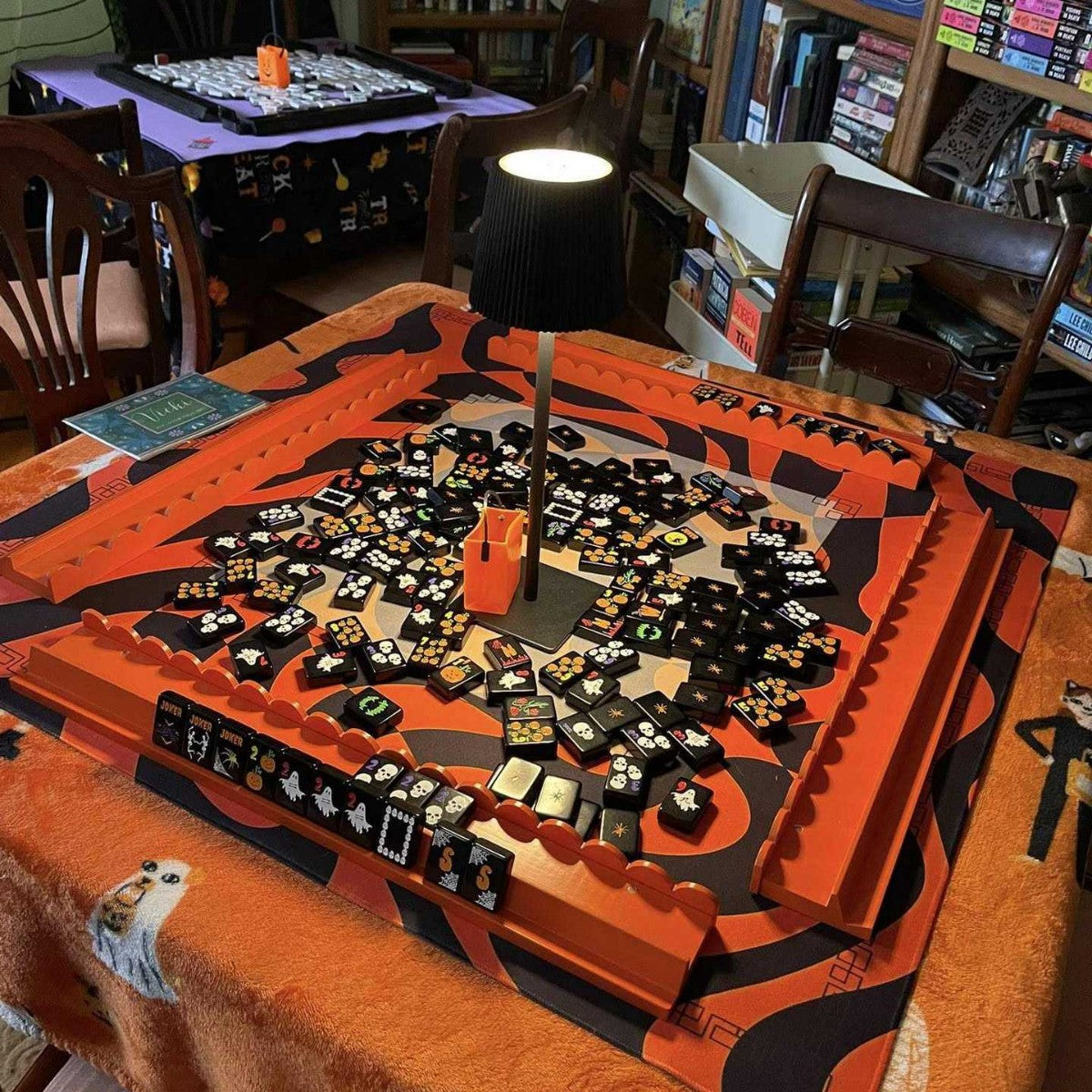Spooktacular Halloween Edition American Mahjong Tile Set | Luxury Black Acrylic Tiles with Custom Spooky Illustrations (160 Tiles)