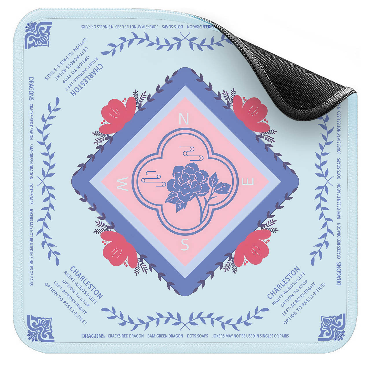 Non-Slip American Mahjong Mat (33" x 33") | Premium Neoprene Noise-Reducing Table Cover for Game Night
