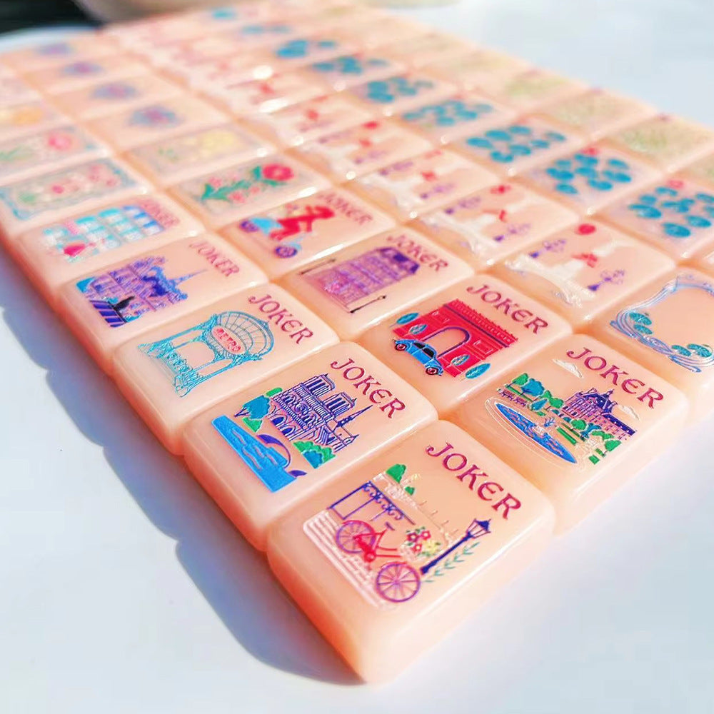 The Parisian Chic American Mahjong Tile Set | Luxury Soft Pink Acrylic Tiles with French Botanical & Paris Landmark Art (160 Tiles)