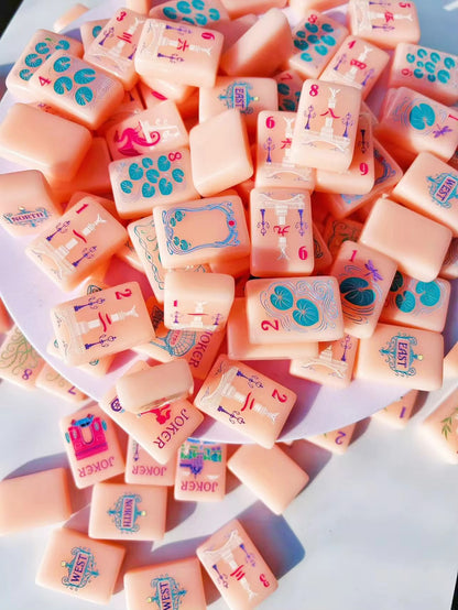 The Parisian Chic American Mahjong Tile Set | Luxury Soft Pink Acrylic Tiles with French Botanical & Paris Landmark Art (160 Tiles)