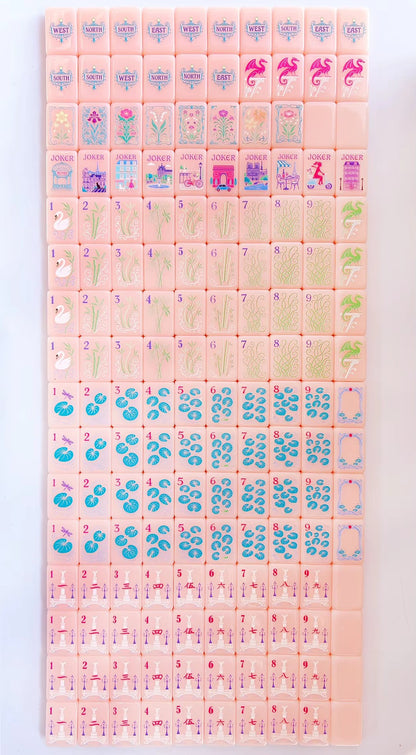 The Parisian Chic American Mahjong Tile Set | Luxury Soft Pink Acrylic Tiles with French Botanical & Paris Landmark Art (160 Tiles)