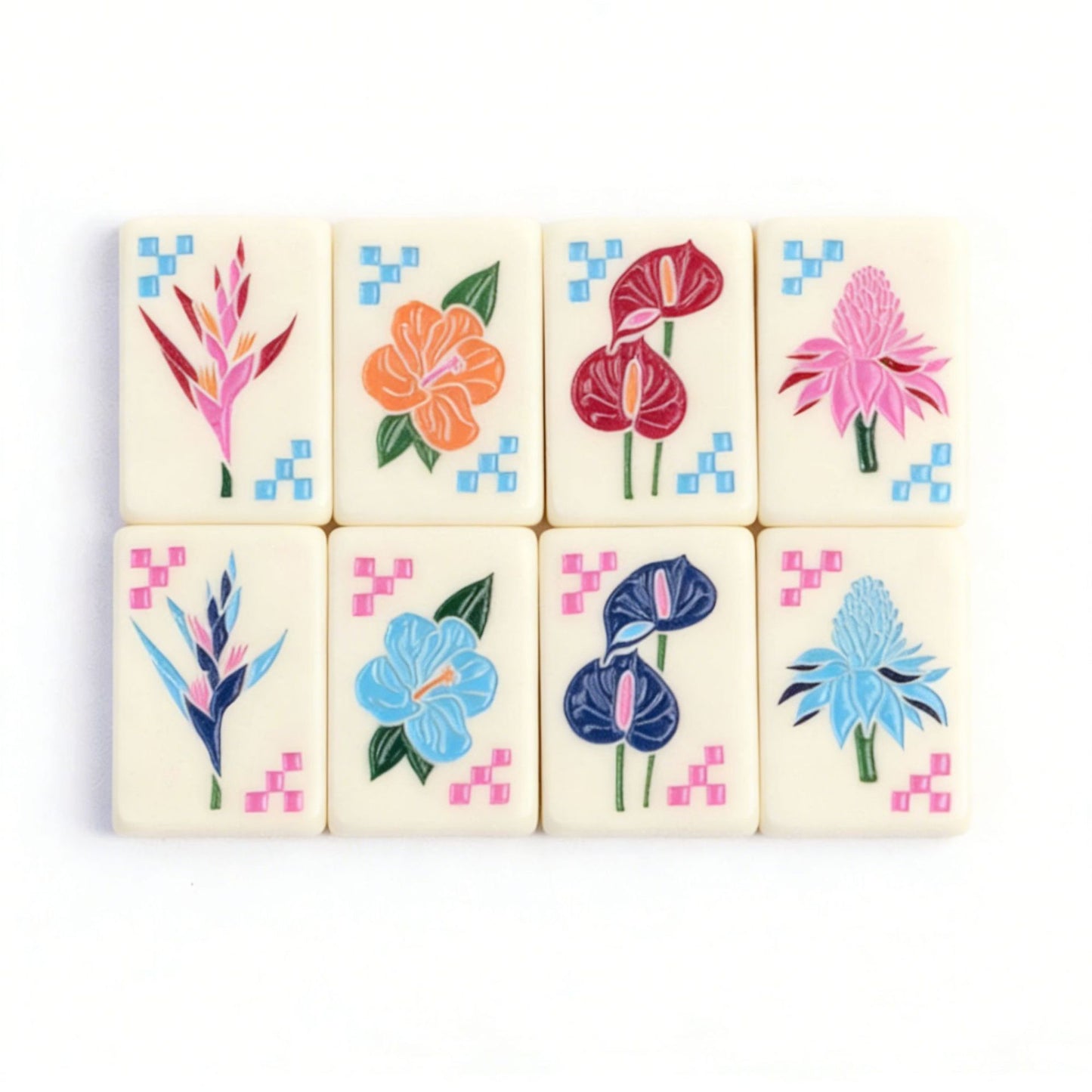 The Coastal Vacation American Mahjong Tile Set | Luxury Cream Acrylic Tiles with Watercolor Tropical Fruit & Beach Resort Art (160 Tiles)