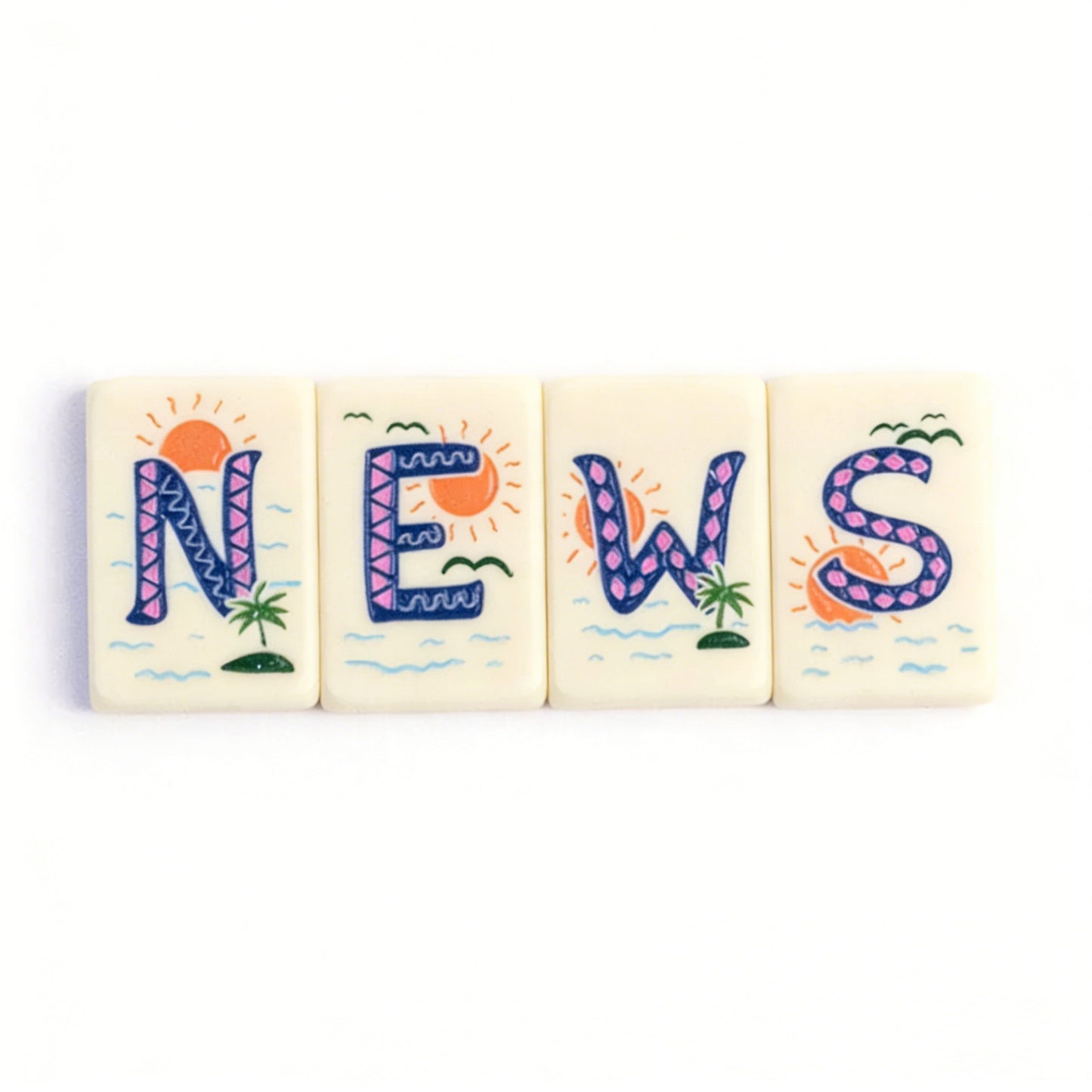 The Coastal Vacation American Mahjong Tile Set | Luxury Cream Acrylic Tiles with Watercolor Tropical Fruit & Beach Resort Art (160 Tiles)
