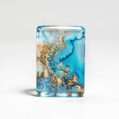 The Nautical Resin American Mahjong Tile Set | Luxury Ocean Wave & Gold Foil Backing with Marine Life Illustrations (160 Tiles)