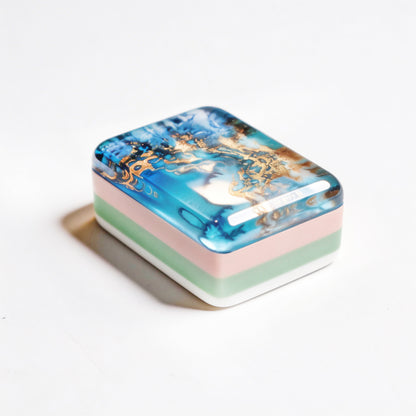 The Nautical Resin American Mahjong Tile Set | Luxury Ocean Wave & Gold Foil Backing with Marine Life Illustrations (160 Tiles)