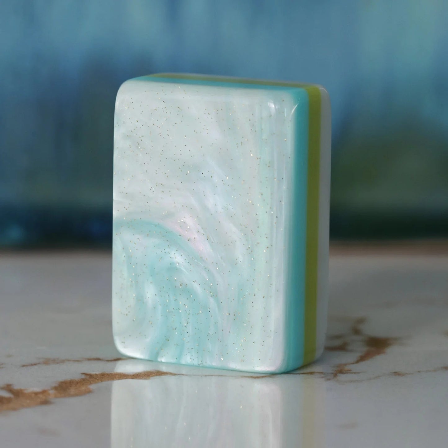 Ocean Breeze American Mahjong Set - Mint Green Tiles with Custom Coastal Designs & 8 Joker/Flower Tiles