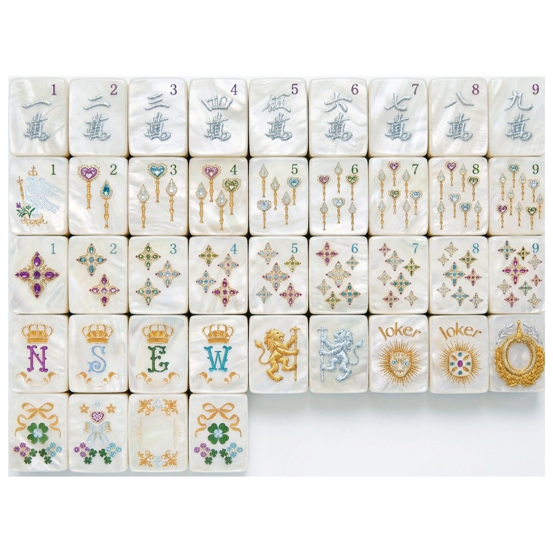 Royal Jewels American Mahjong Set - Luxury Mother of Pearl Pearlized Tiles, 160-Tile Complete Kit