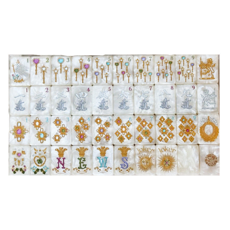 Royal Jewels American Mahjong Set - Luxury Mother of Pearl Pearlized Tiles, 160-Tile Complete Kit