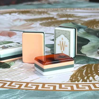 Botanical Chinoiserie American Mahjong Set - Tortoiseshell Style Backs, 160-Tile Complete Kit
