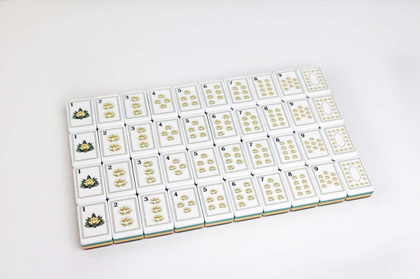 Botanical Chinoiserie American Mahjong Set - Tortoiseshell Style Backs, 160-Tile Complete Kit