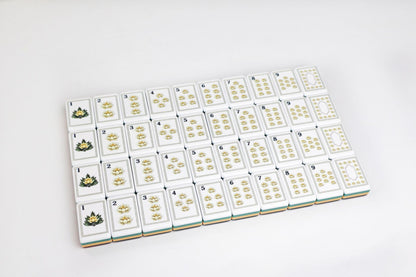 Botanical Chinoiserie American Mahjong Set - Tortoiseshell Style Backs, 160-Tile Complete Kit