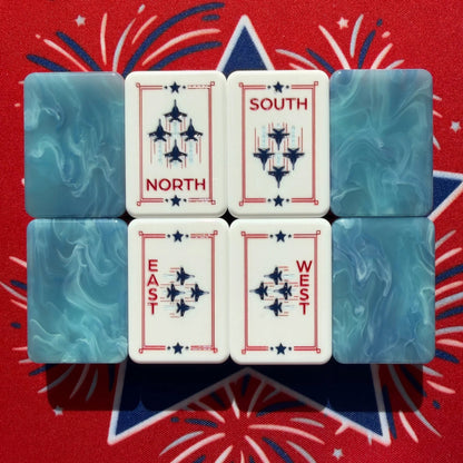 Americana Celebration American Mahjong Set - Red, White & Blue 160-Tile Complete Kit with Marble Swirl Backs