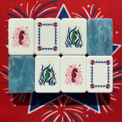 Americana Celebration American Mahjong Set - Red, White & Blue 160-Tile Complete Kit with Marble Swirl Backs
