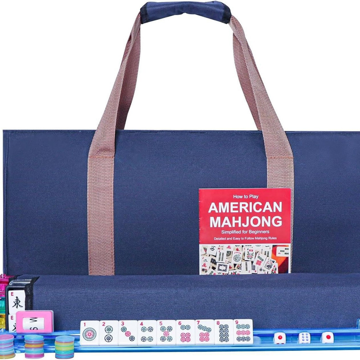 American Mahjong Soft Carrier Bag Set - Canvas Travel Tote with Rack & Accessory Pouches