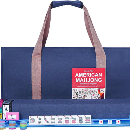 American Mahjong Soft Carrier Bag Set - Canvas Travel Tote with Rack & Accessory Pouches
