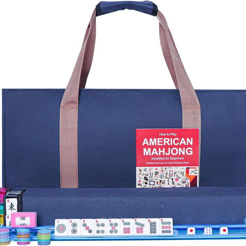 American Mahjong Soft Carrier Bag Set - Canvas Travel Tote with Rack & Accessory Pouches