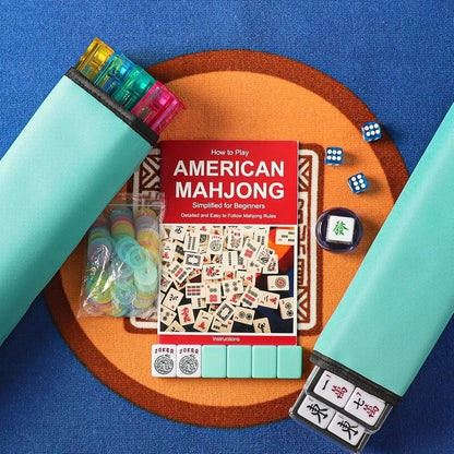 American Mahjong Soft Carrier Bag Set - Canvas Travel Tote with Rack & Accessory Pouches