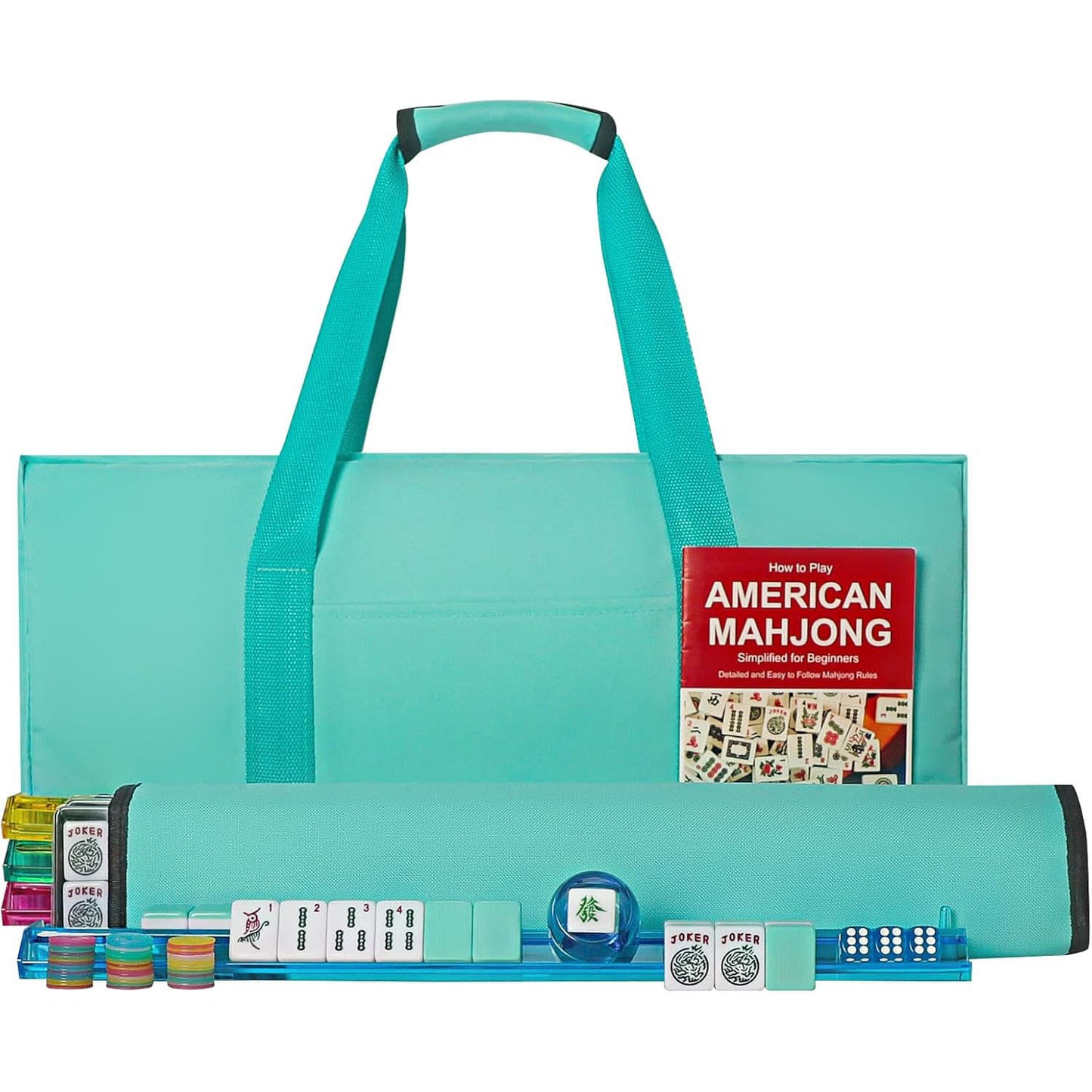 American Mahjong Soft Carrier Bag Set - Canvas Travel Tote with Rack & Accessory Pouches