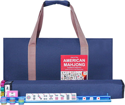 American Mahjong Soft Carrier Bag Set - Canvas Travel Tote with Rack & Accessory Pouches