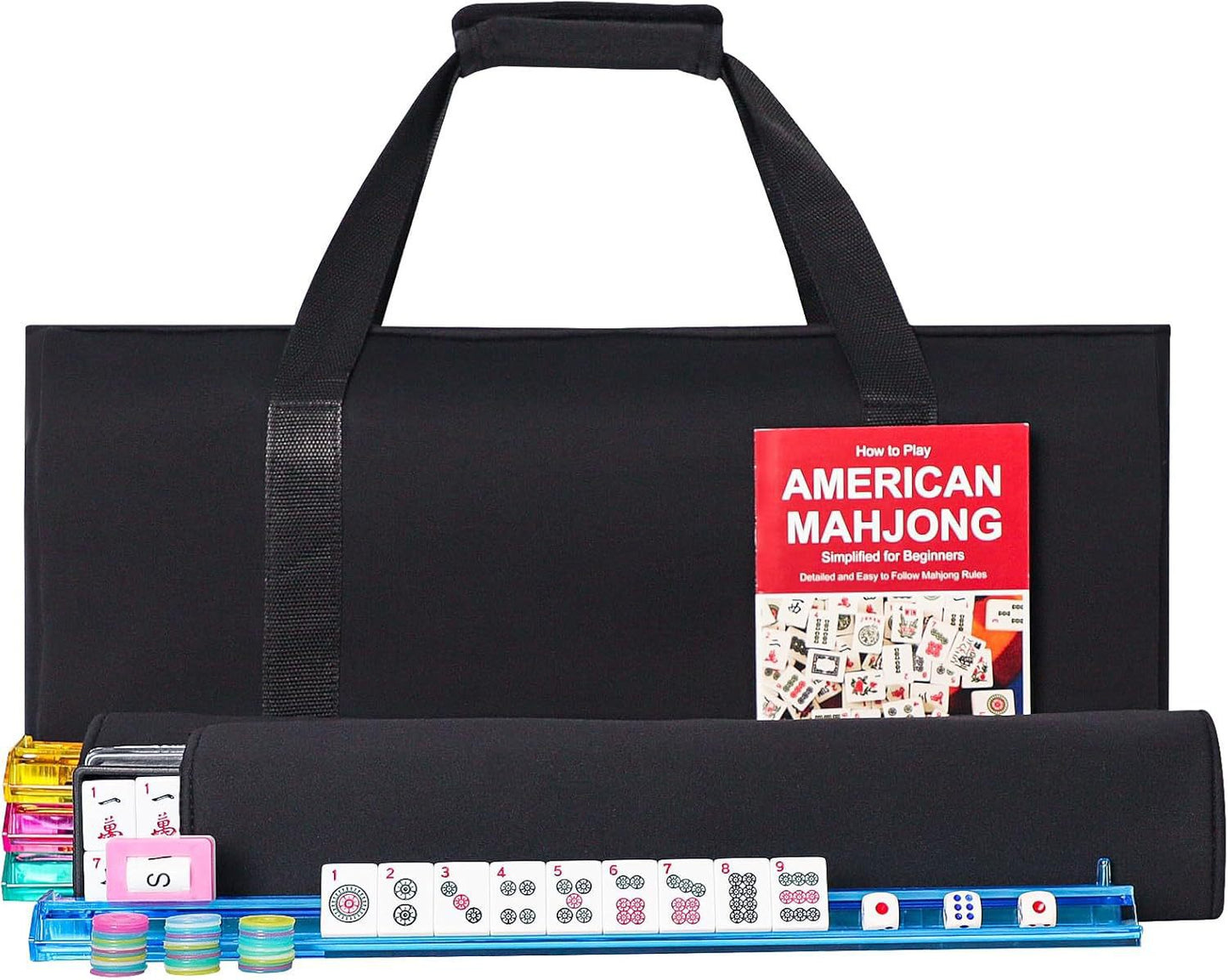 American Mahjong Soft Carrier Bag Set - Canvas Travel Tote with Rack & Accessory Pouches