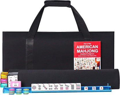 American Mahjong Soft Carrier Bag Set - Canvas Travel Tote with Rack & Accessory Pouches