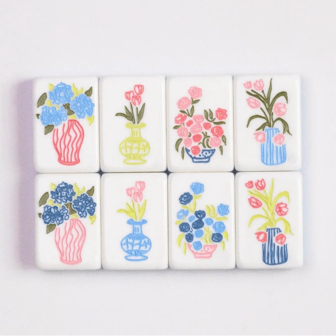 Chic Cross-Stitch Needlepoint American Mahjong Set - Sky Blue Striped Backs, 160-Tile Complete Kit