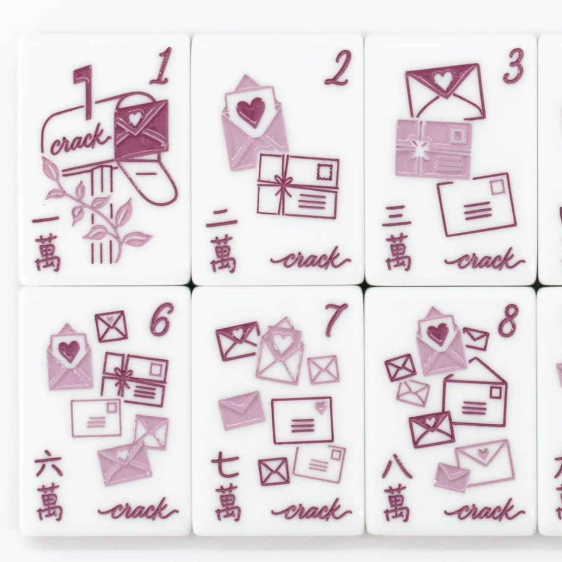 Love Letters & Stationery American Mahjong Set - Plum Berry Floral Backs, 160-Tile Complete Kit
