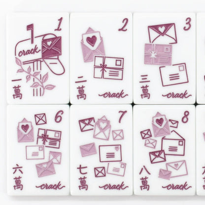 Love Letters & Stationery American Mahjong Set - Plum Berry Floral Backs, 160-Tile Complete Kit