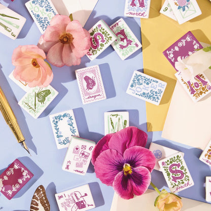 Love Letters & Stationery American Mahjong Set - Plum Berry Floral Backs, 160-Tile Complete Kit