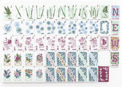 Love Letters & Stationery American Mahjong Set - Plum Berry Floral Backs, 160-Tile Complete Kit