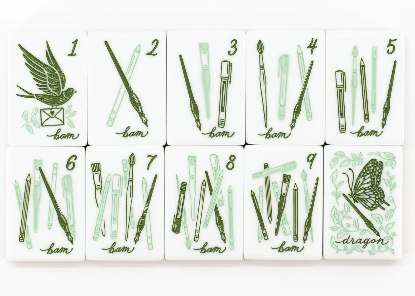 Love Letters & Stationery American Mahjong Set - Plum Berry Floral Backs, 160-Tile Complete Kit