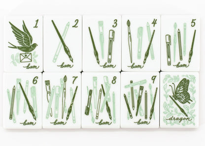 Love Letters & Stationery American Mahjong Set - Plum Berry Floral Backs, 160-Tile Complete Kit