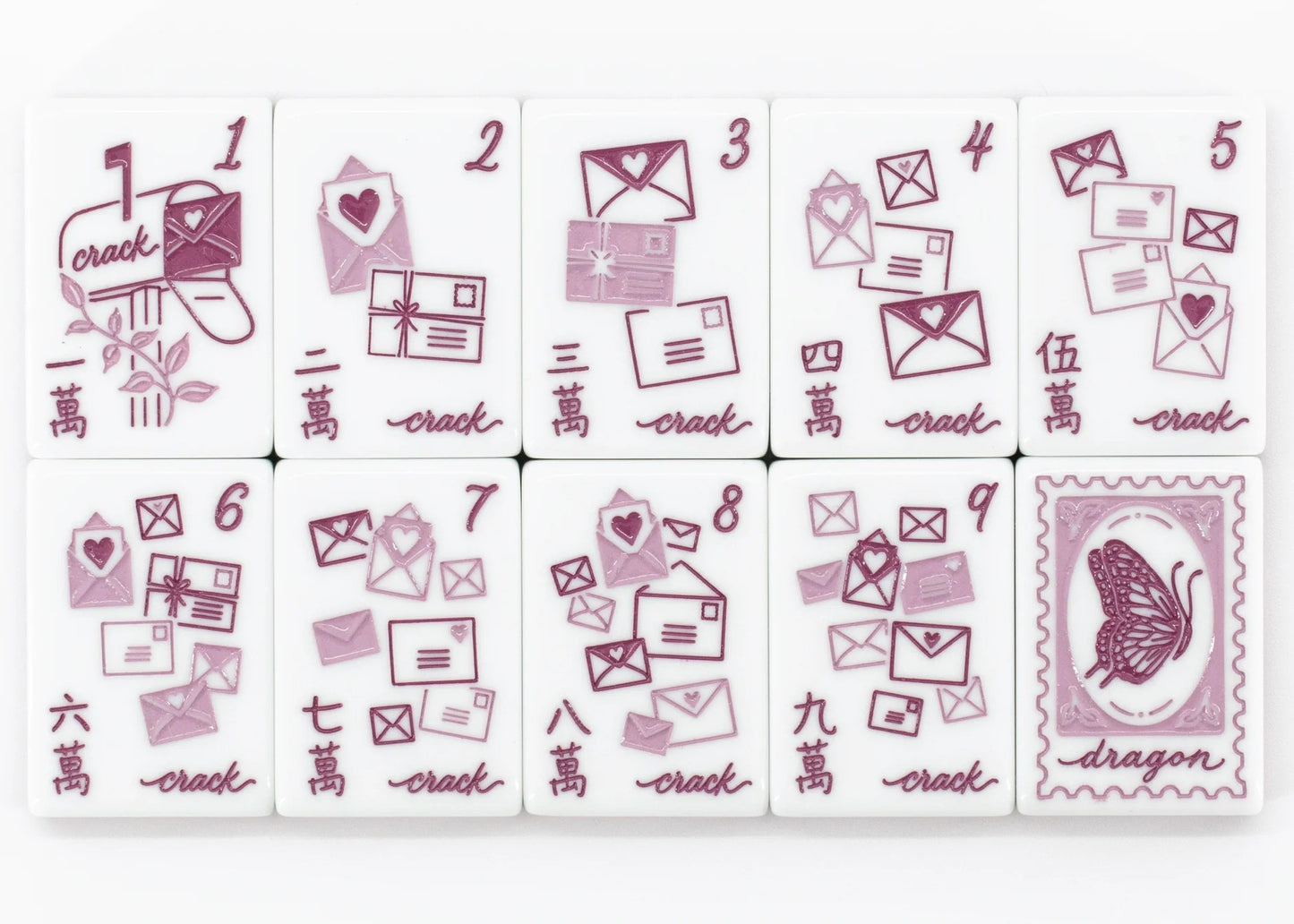Love Letters & Stationery American Mahjong Set - Plum Berry Floral Backs, 160-Tile Complete Kit