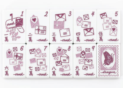 Love Letters & Stationery American Mahjong Set - Plum Berry Floral Backs, 160-Tile Complete Kit