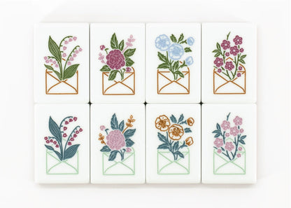 Love Letters & Stationery American Mahjong Set - Plum Berry Floral Backs, 160-Tile Complete Kit