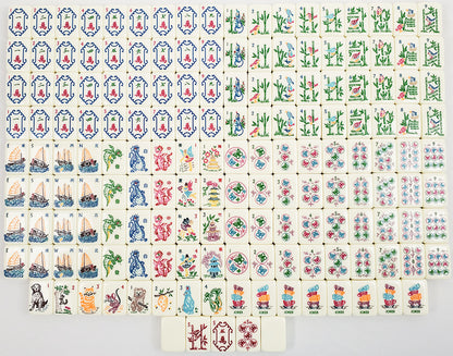 Enchanted Heritage American Mahjong Set - Cute Animals & Classic Chinoiserie Art, 160-Tile Complete Kit