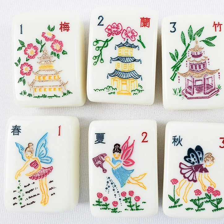 Enchanted Heritage American Mahjong Set - Cute Animals & Classic Chinoiserie Art, 160-Tile Complete Kit