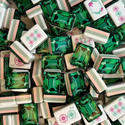 Emerald Gem American Mahjong Set - Luxury Gemstone Backs, 160-Tile Complete Kit