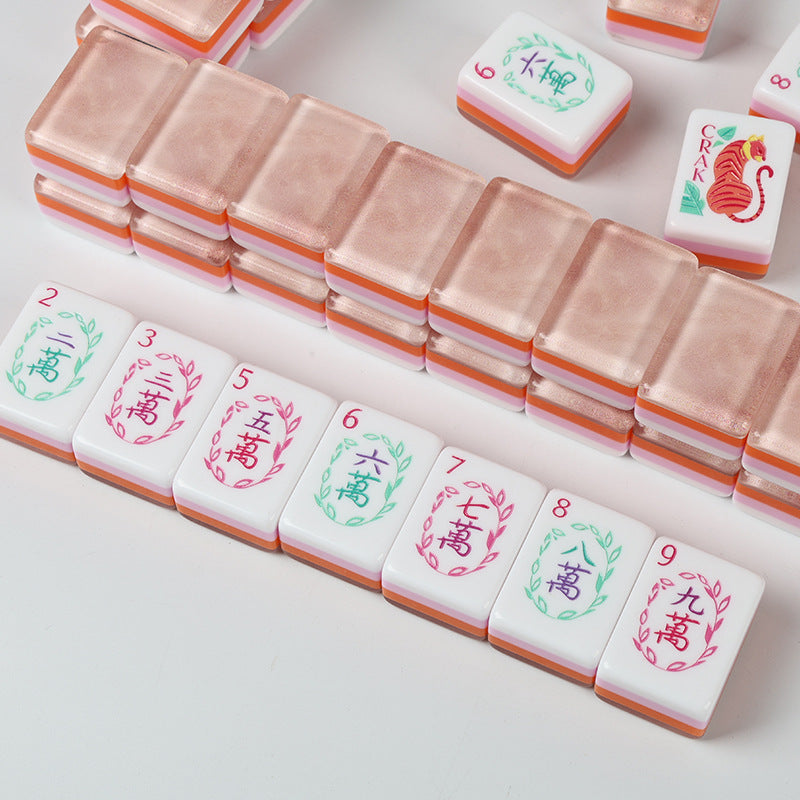 Rose Gold Shimmer American Mahjong Set - Champagne Pink Glitter Backs, 160-Tile Complete Kit