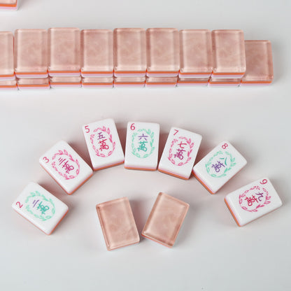 Rose Gold Shimmer American Mahjong Set - Champagne Pink Glitter Backs, 160-Tile Complete Kit