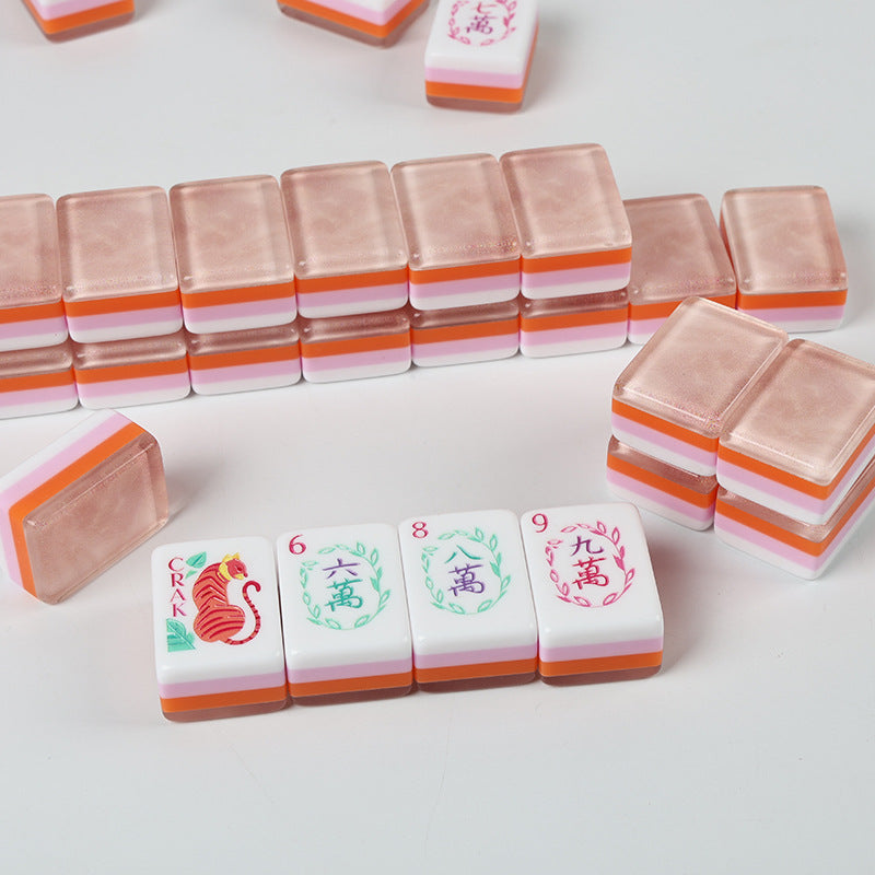 Rose Gold Shimmer American Mahjong Set - Champagne Pink Glitter Backs, 160-Tile Complete Kit