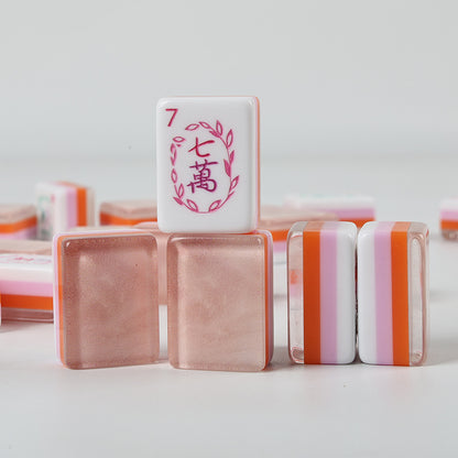 Rose Gold Shimmer American Mahjong Set - Champagne Pink Glitter Backs, 160-Tile Complete Kit