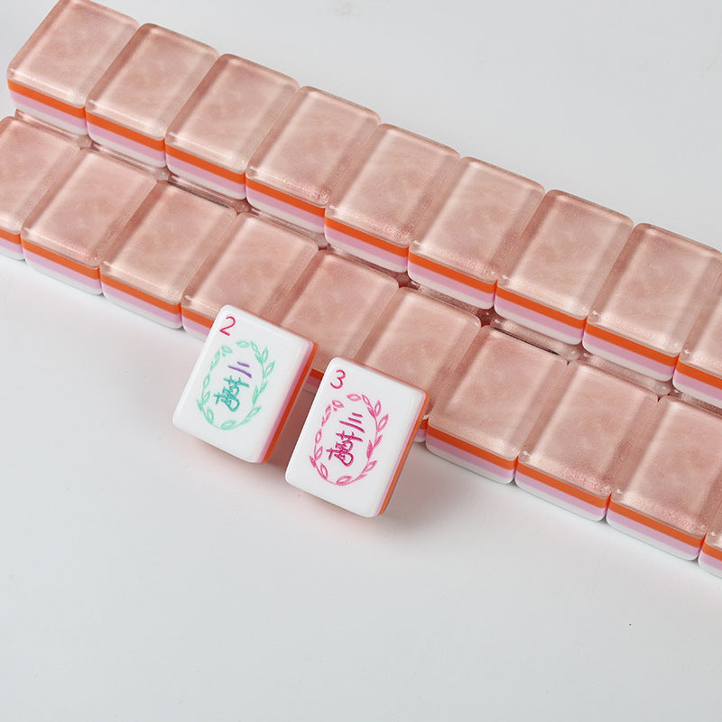 Rose Gold Shimmer American Mahjong Set - Champagne Pink Glitter Backs, 160-Tile Complete Kit