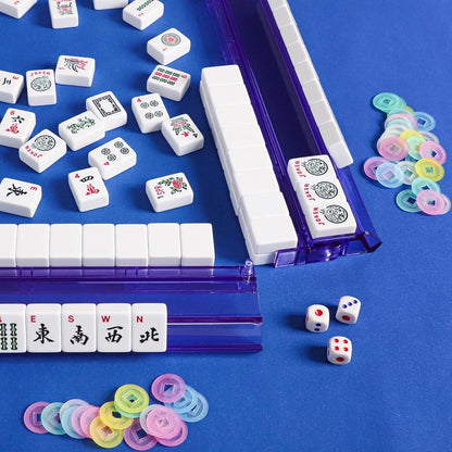 Premium All-in-One Acrylic Mahjong Racks with Attached Pushers – Set of 4 (18.5")