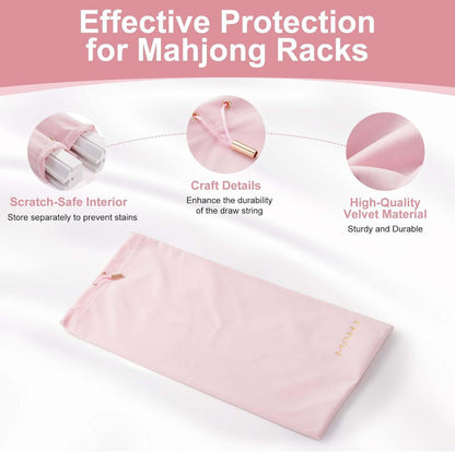 Velvet Mahjong Rack Drawstring Storage Bag – Fits up to Four 20.5" Racks (22" x 9.5")