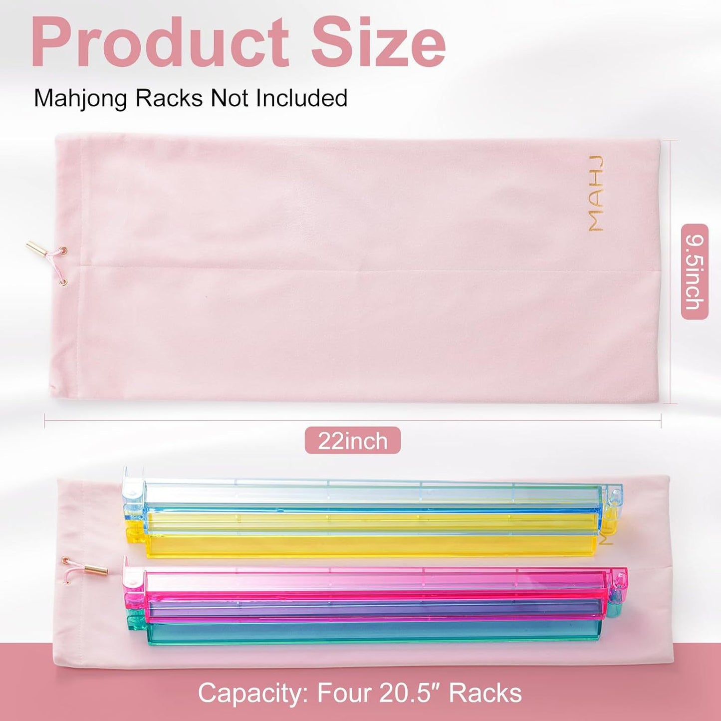 Velvet Mahjong Rack Drawstring Storage Bag – Fits up to Four 20.5" Racks (22" x 9.5")