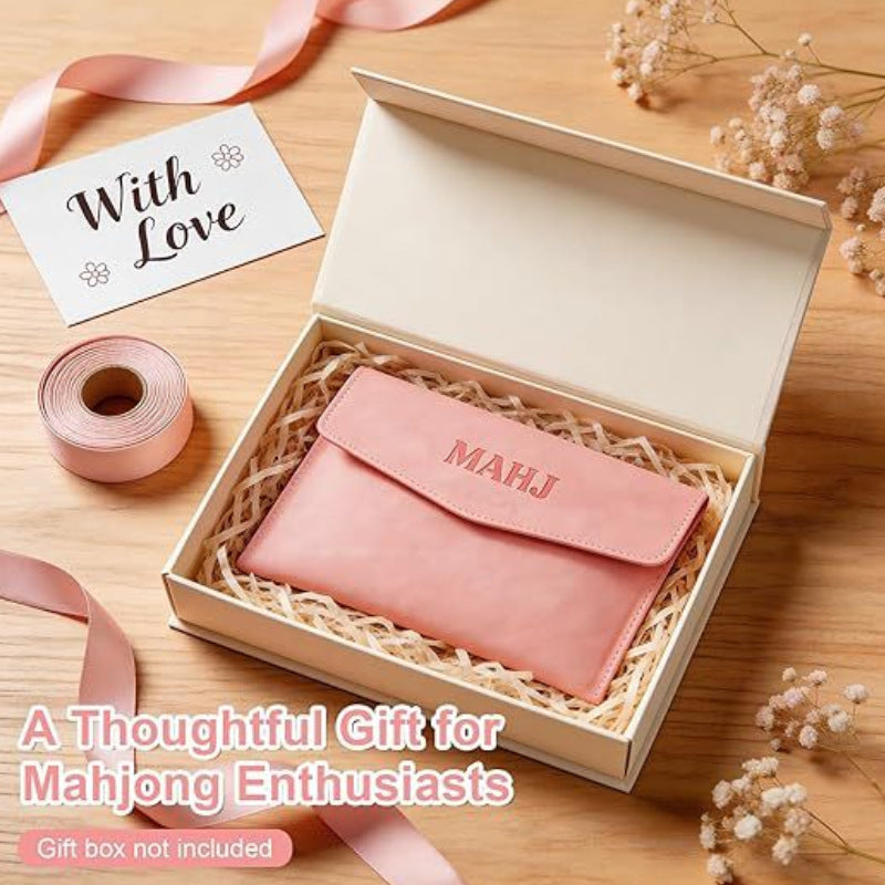 Leatherette American Mahjong Card Holder Case – Envelope Pouch for Official Hands & Rules Cards (7.8" x 5.5")